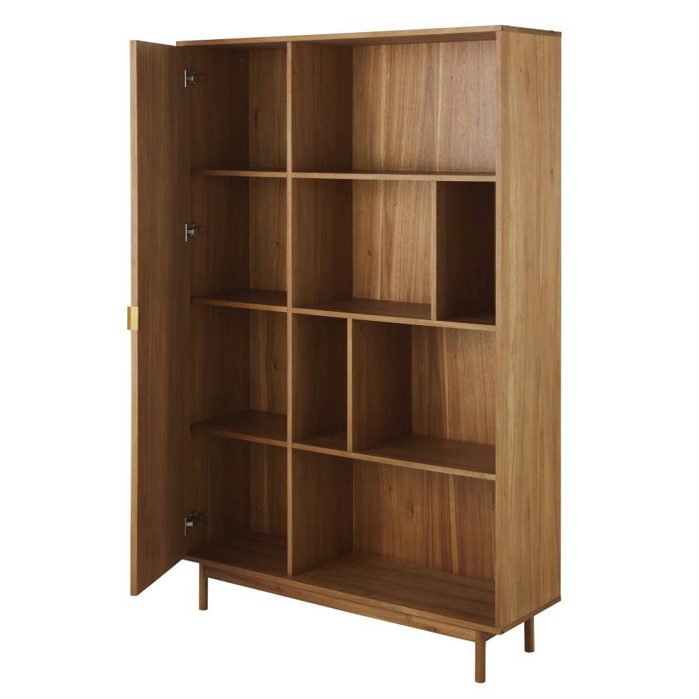 Tarifa - Bibliothèque 1 porte marron et fibre végétale