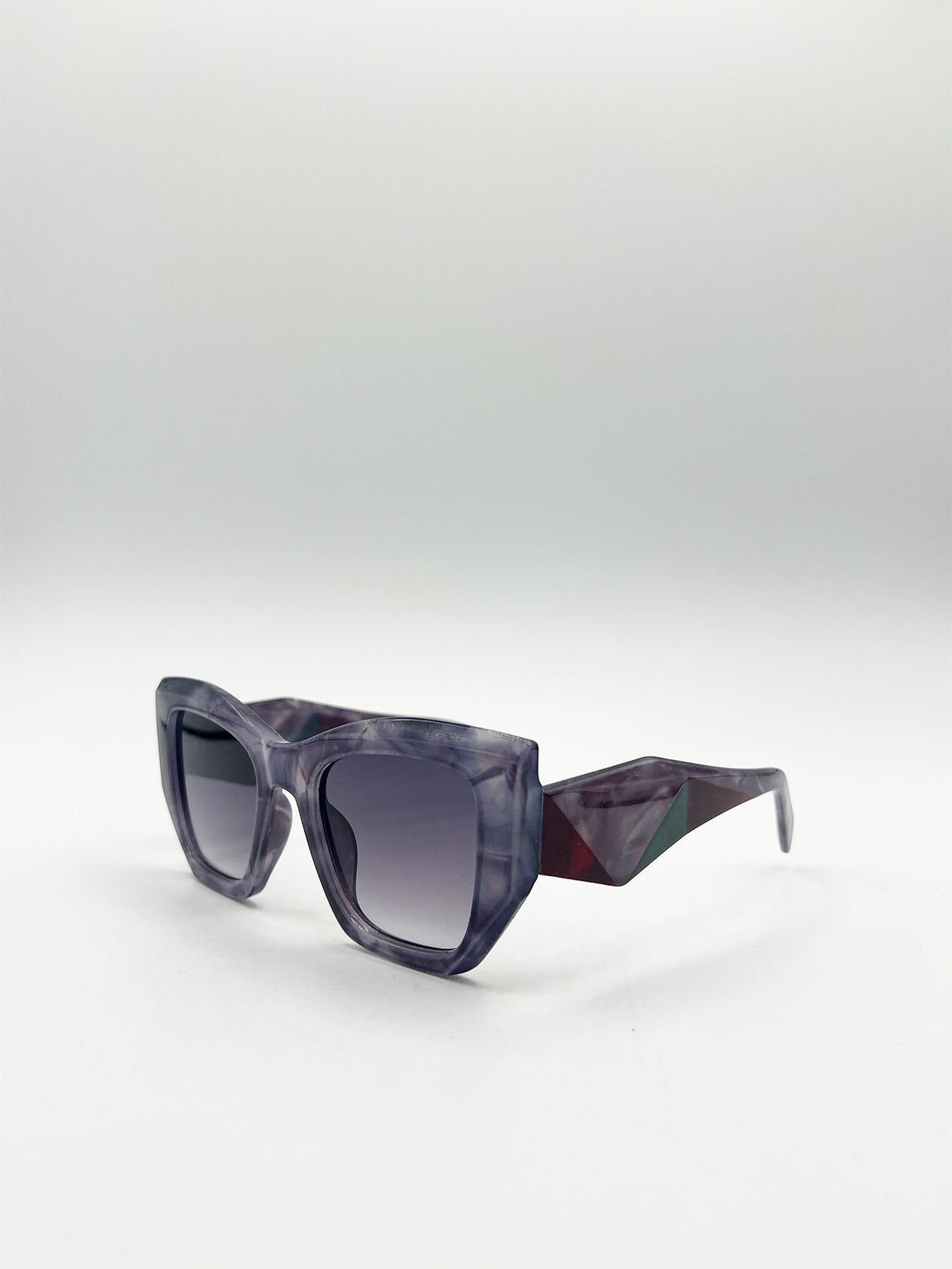 SVNX Square Cat-Eye Sunglasses in Purple Multi