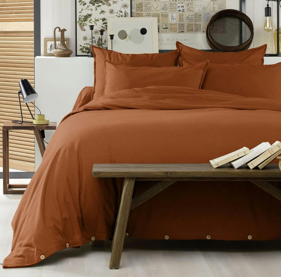 ORANGE - Housse de couette flanelle rouge 240x260 cm