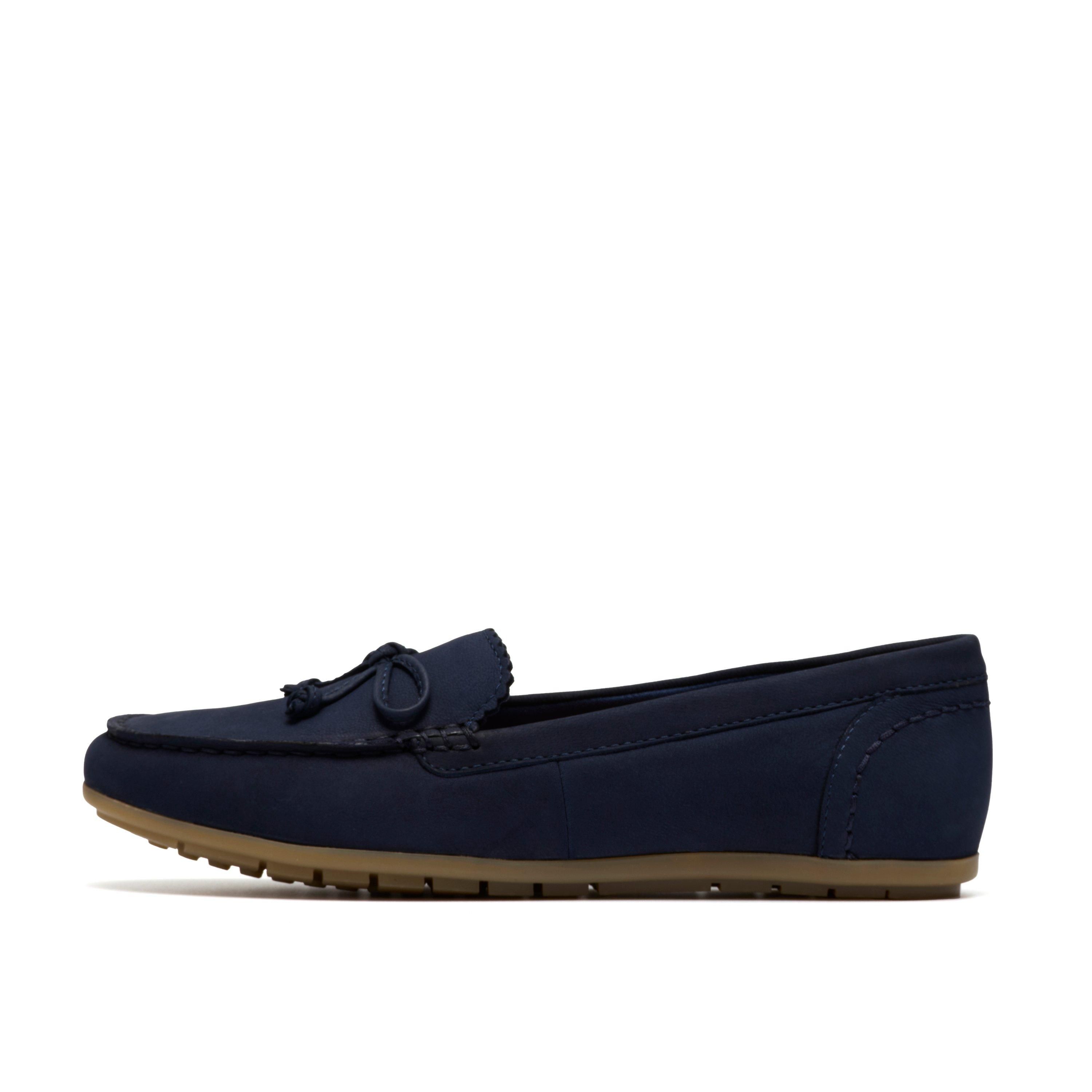 Clarks Elliotte Sail Navy Nubuck Loafers,Slip Ons,Moccasins