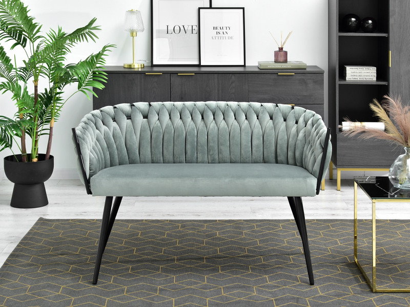 Sofa Rosa Miętowy Welur, Podstawa Czarny