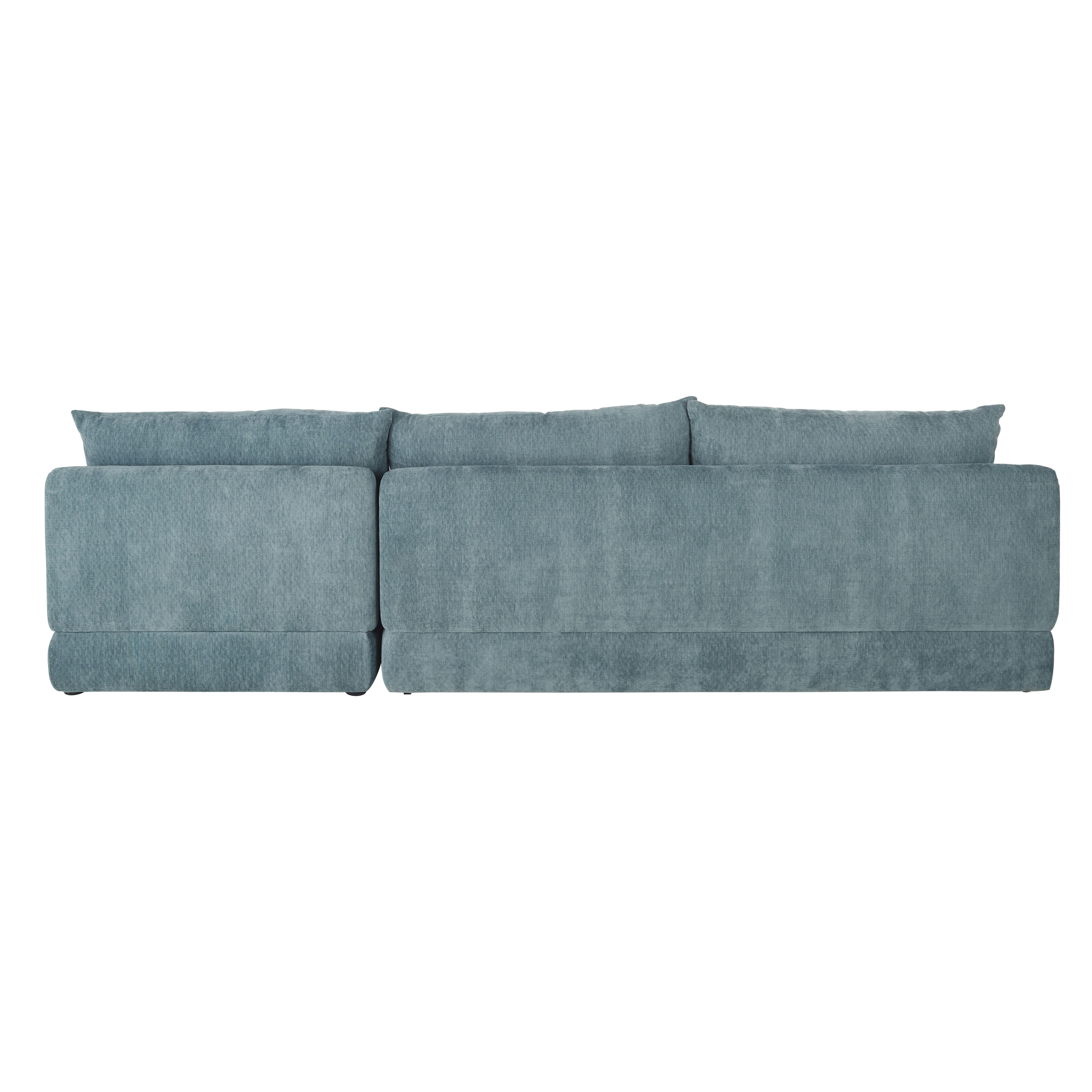 Clio - Canapé d'angle convertible 3/4 places en tissu recyclé bleu canard