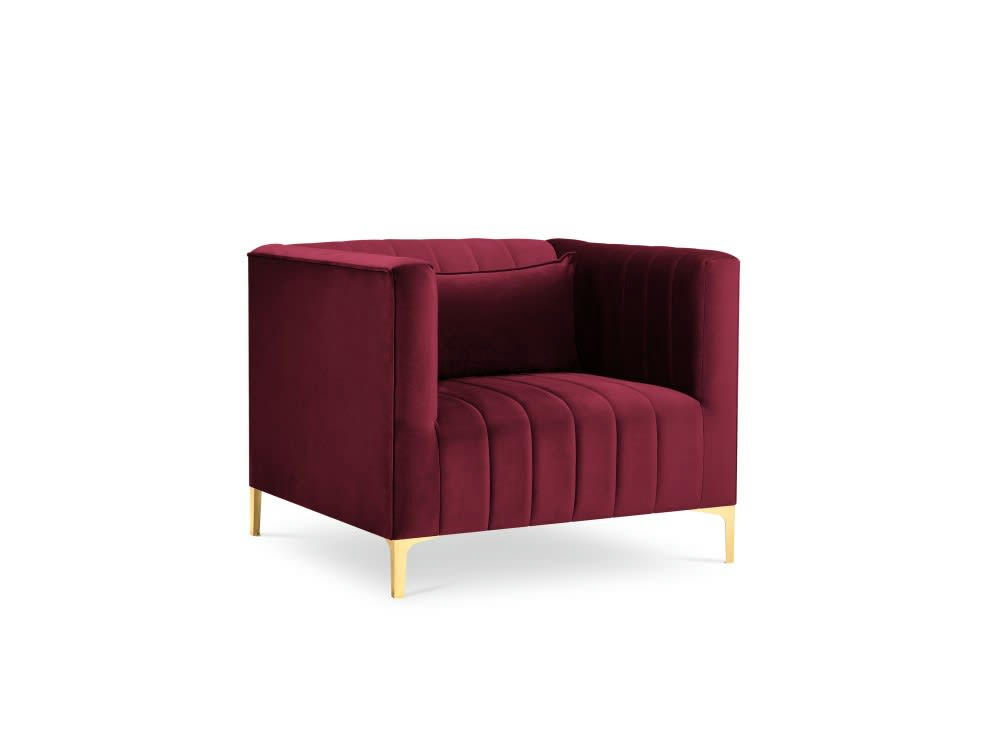 ANNITE - Fauteuil en velours rouge foncé