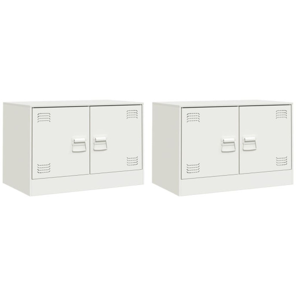 2x Szafka Pod Telewizor Półka Stolik RTV Biały Stal 67x39x44 cm