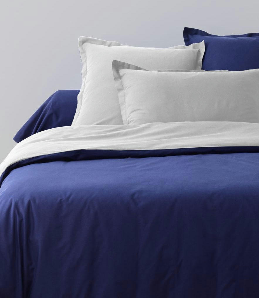BICOLORE - Parure housse de couette coton bleu 240x260 cm