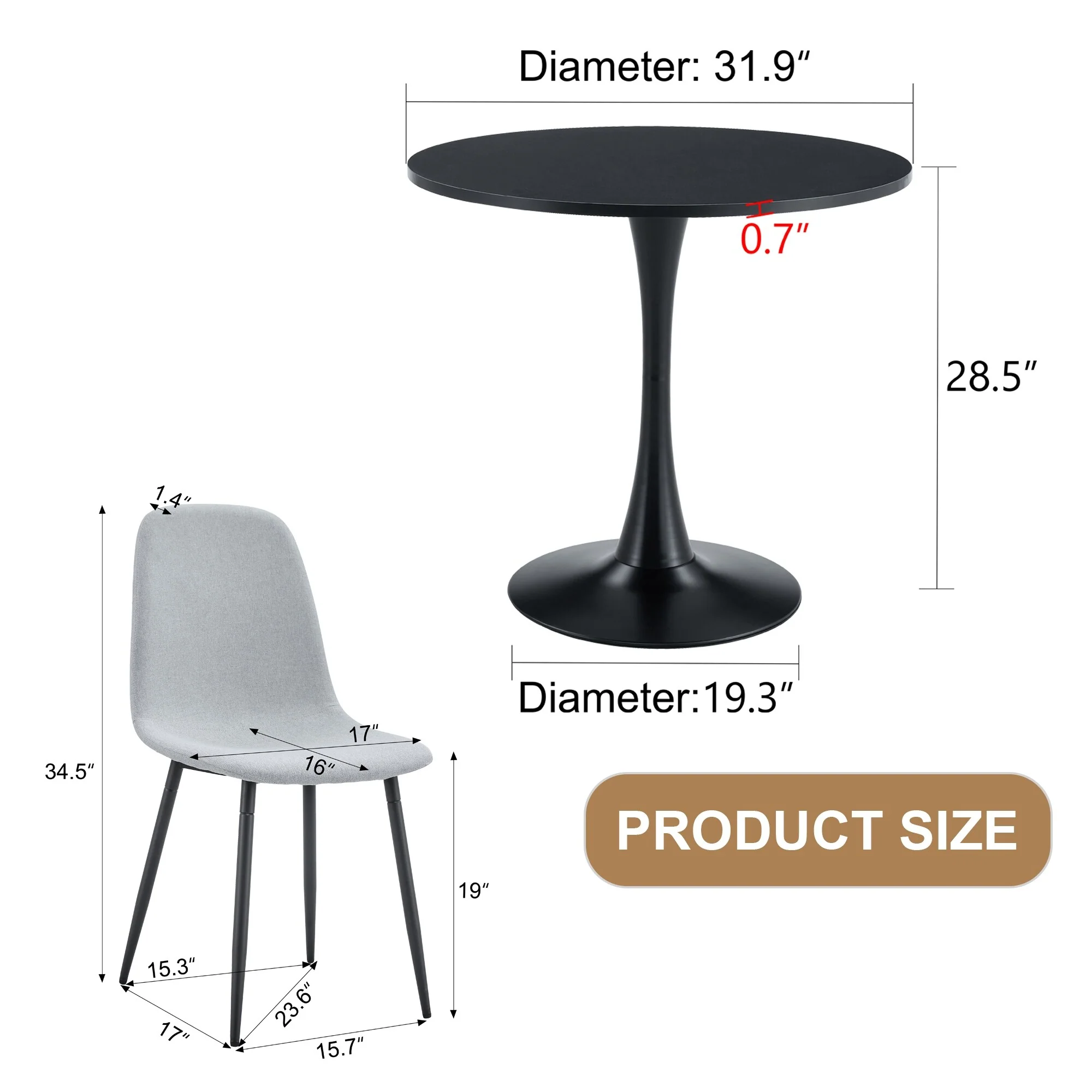 Table and chair set,Hourglass-Shaped Stable Small Round Table With 4 Linen Fabric Chairs,Iron Pipe Spraying Chair Legs