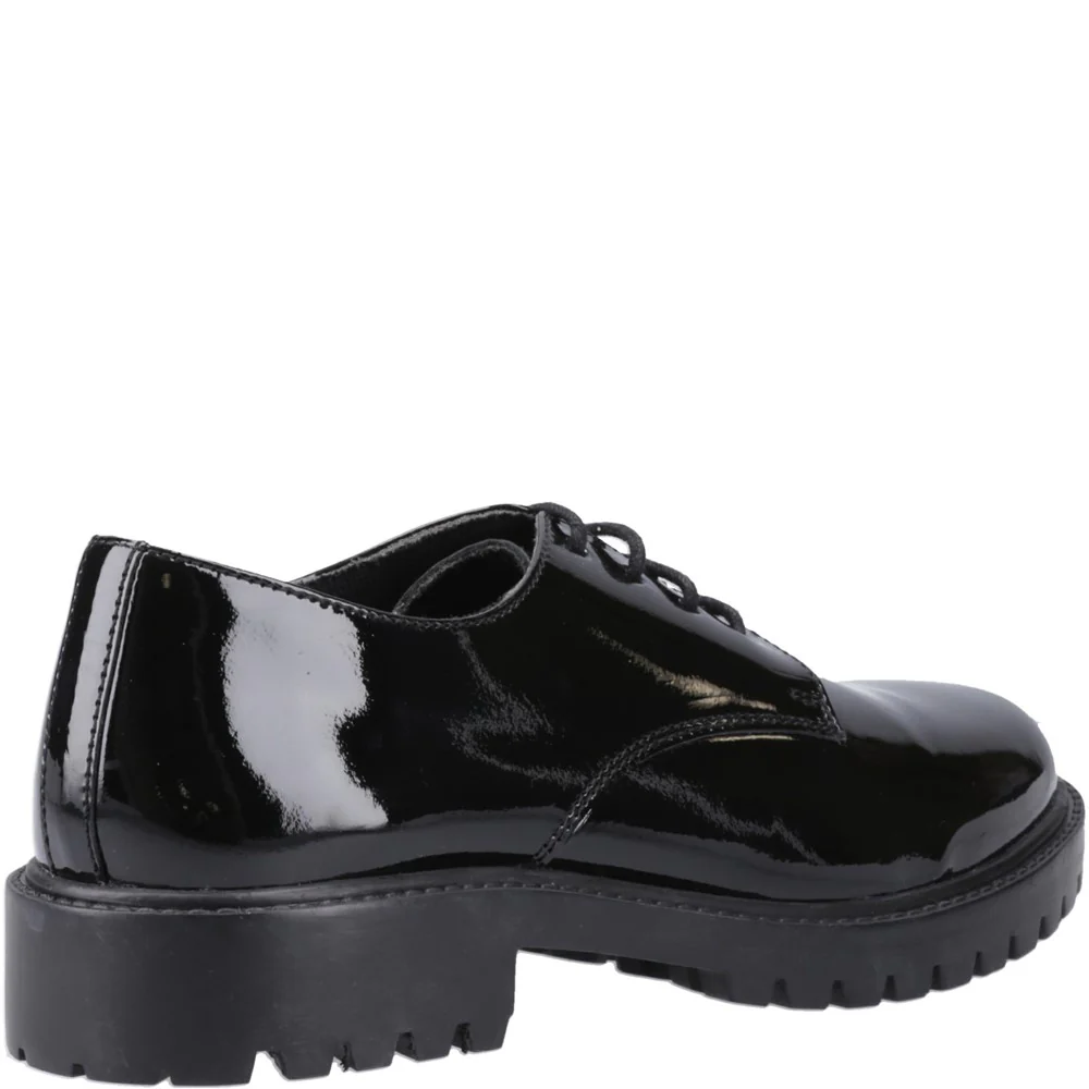 Hush Puppies Aubrey Lace Up Patent Junior School Shoes