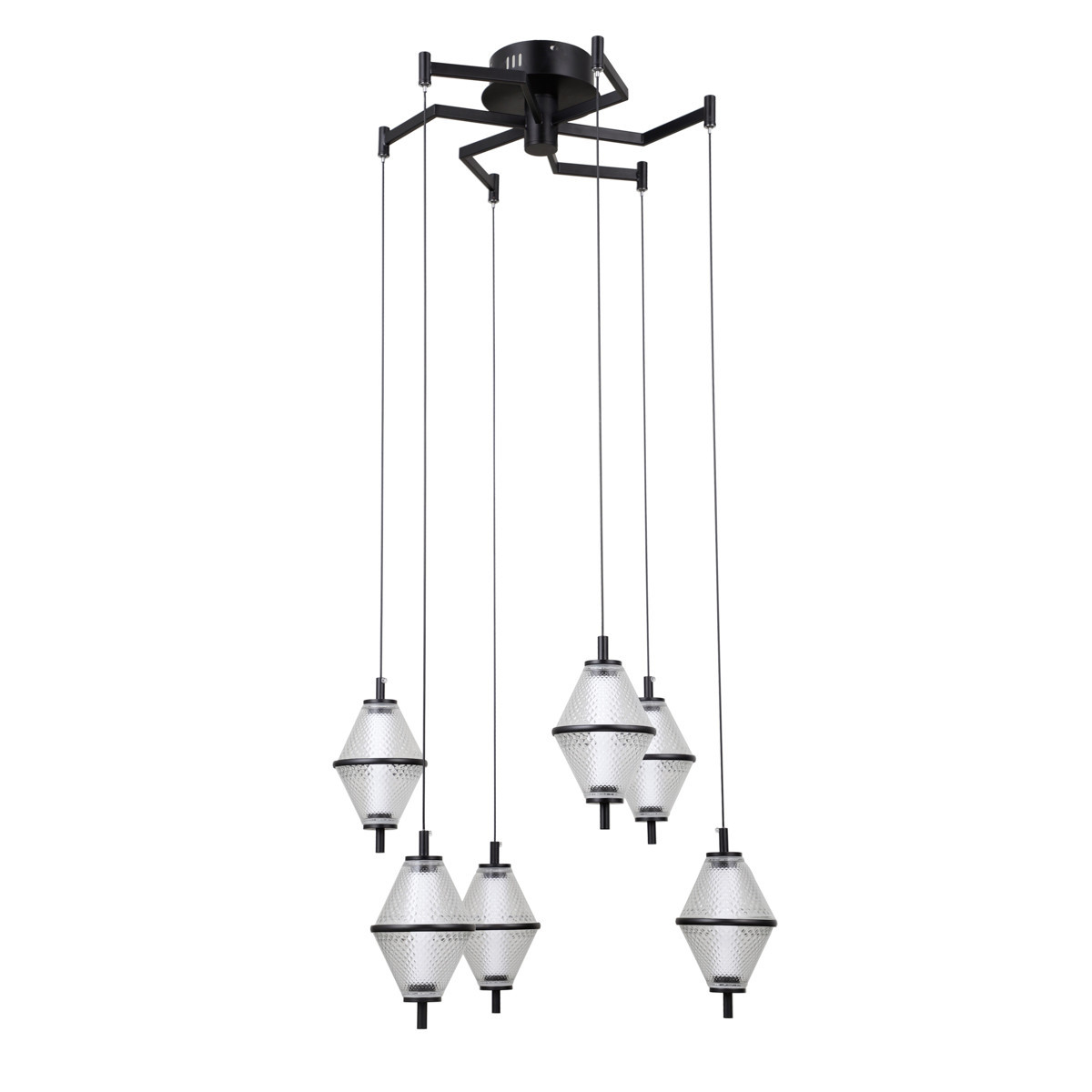 Lampa wisząca FUENTE czarna matowa LED 6x30W Ciepła biel 1795lm Italux