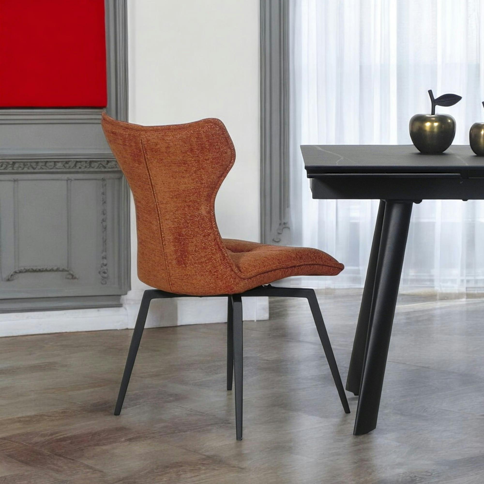 Chaise terracotta pivotante en velours avec passepoil (lot de 2) LOMBARDIE