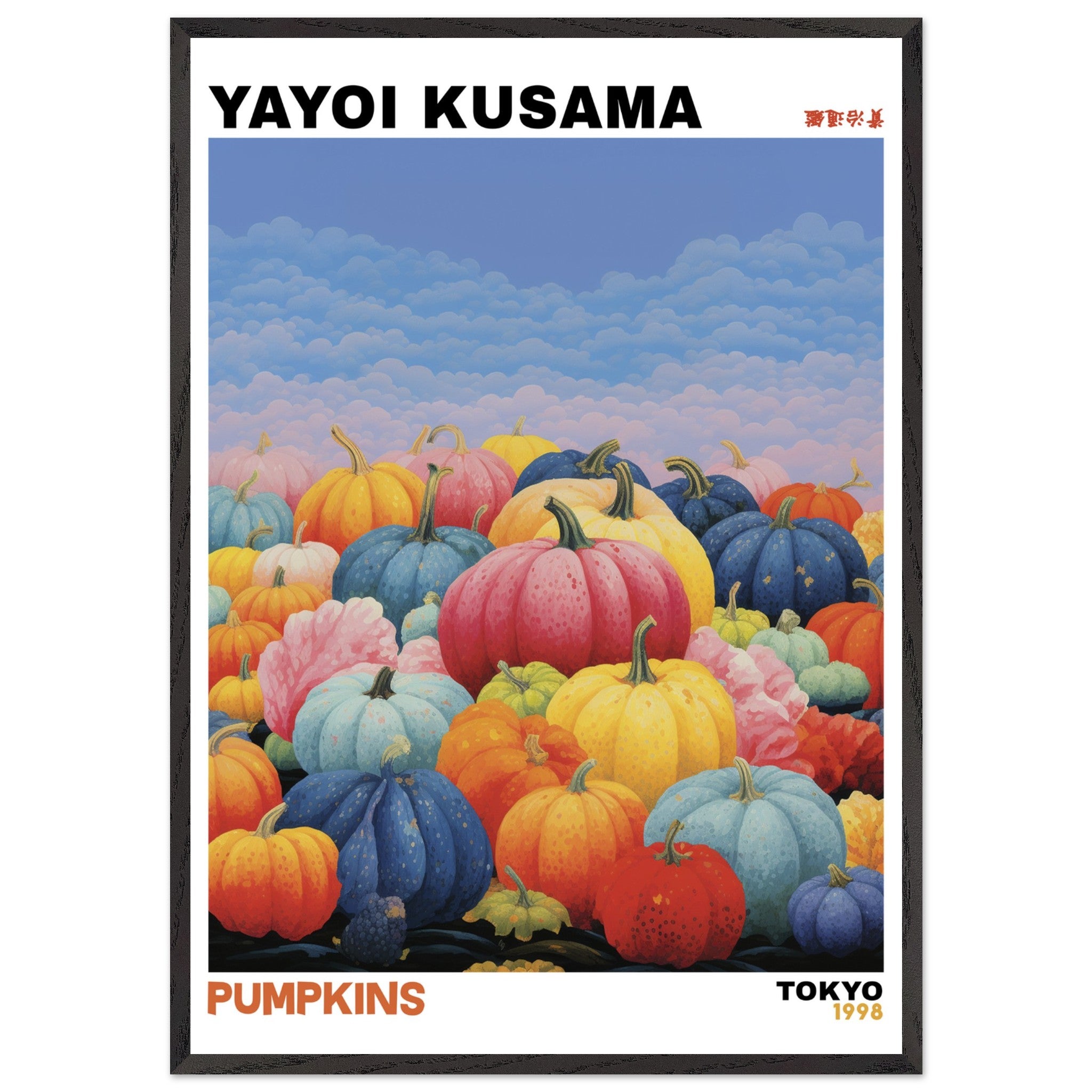 Artfulprints Poster met Lijst Yayoi Kusama - Pumpkins  - 70x100 cm - Meerkleurig
