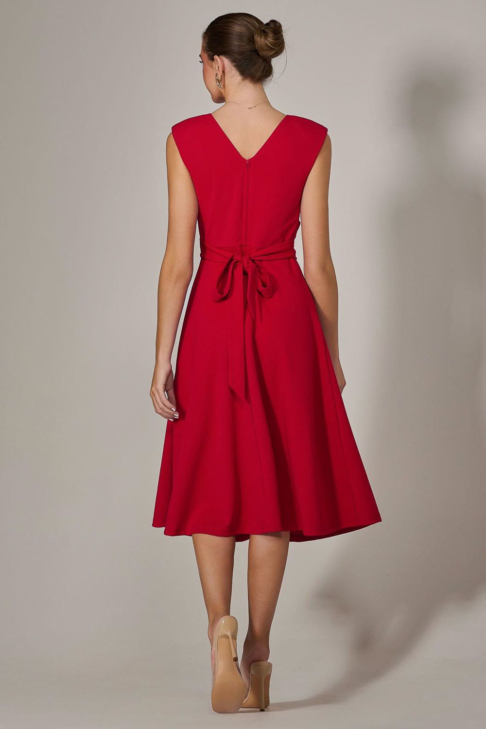 Jolie Moi Sleeveless Tie Waist Midi Dress
