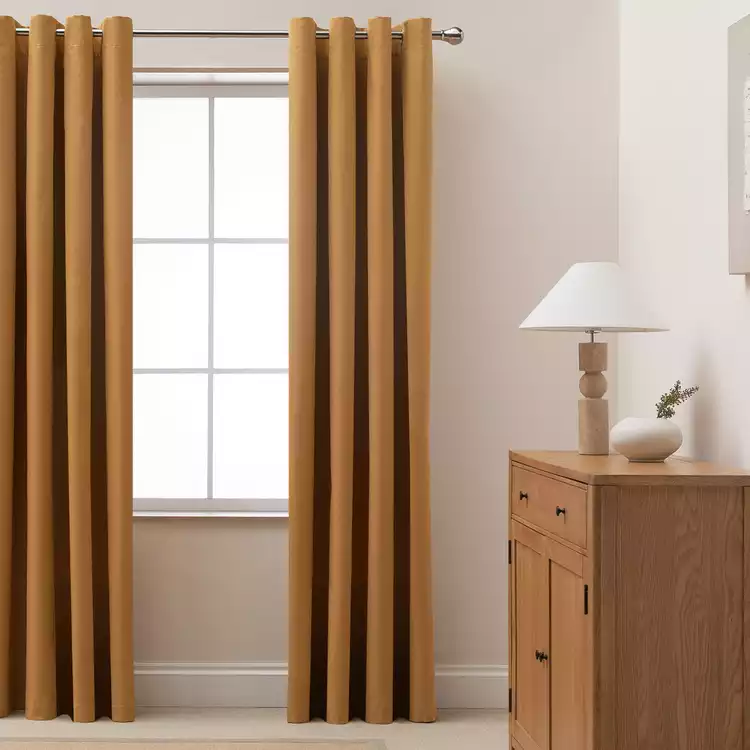 Habitat Blackout Eyelet Curtains - Mustard - 117x137cm
