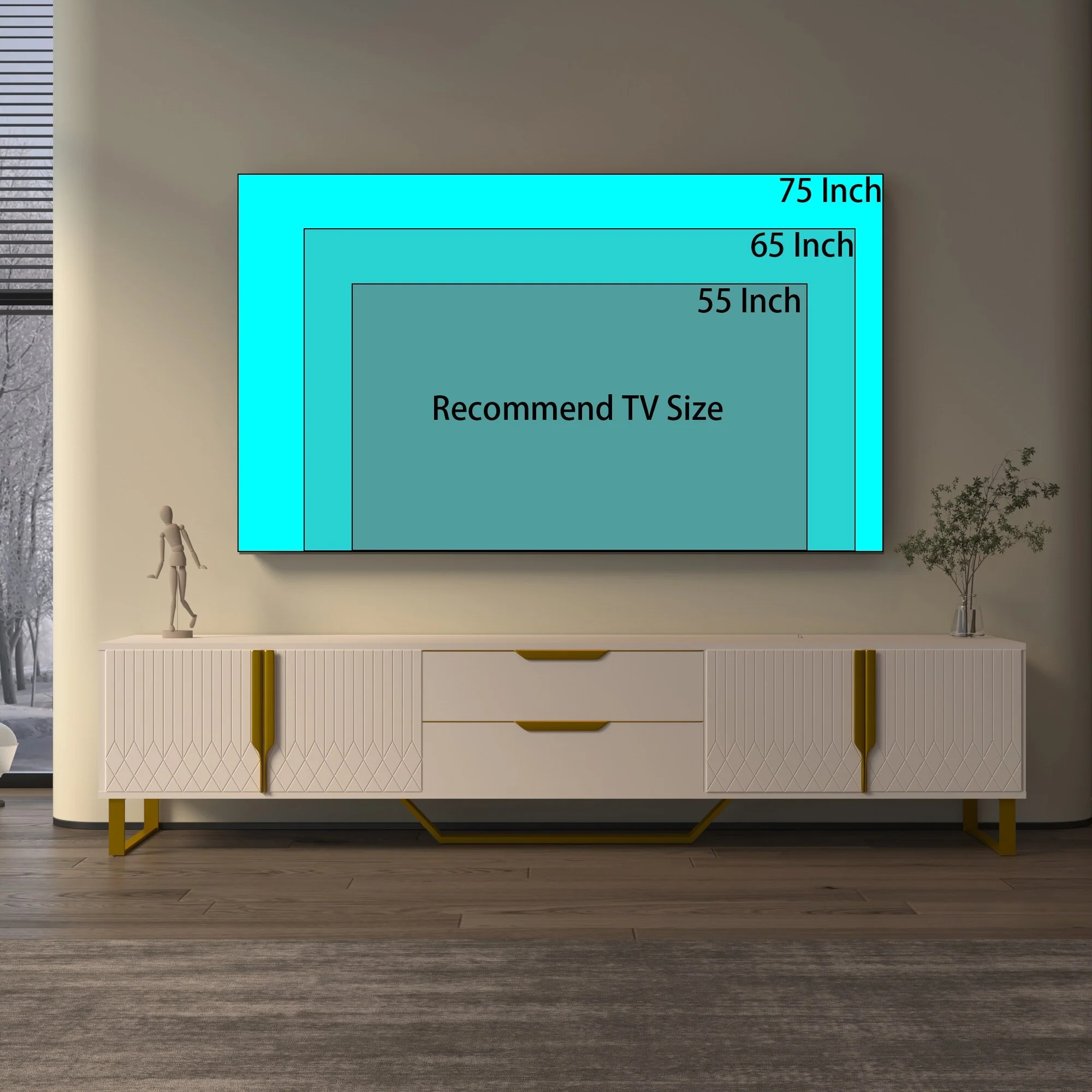 Modern 70.8 TV Console with Storage Cabinets and Metal Legs for Living Room for TVs Up to 70