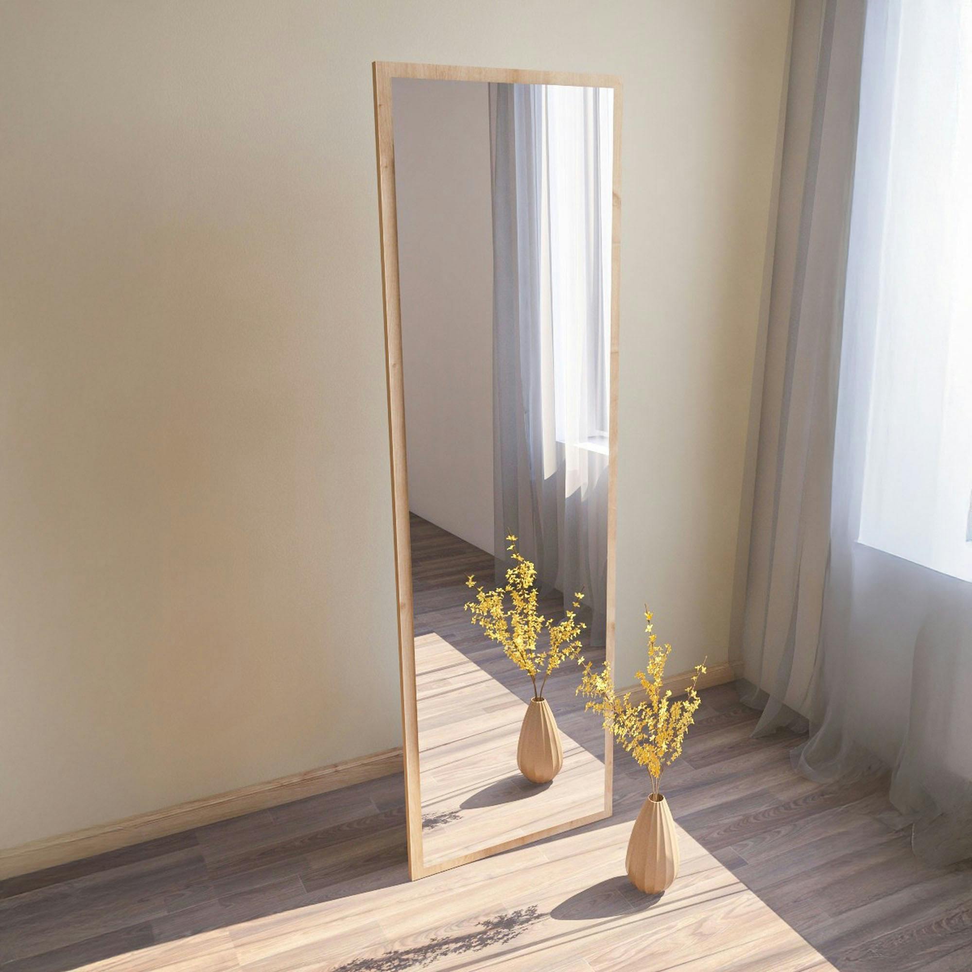 Grand miroir plein pied effet bois style moderne 160 cm CODY