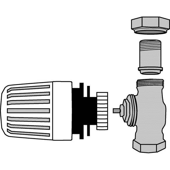 Thermostatventil, BxHxL: 85 x 55 x 136 mm, weiß
