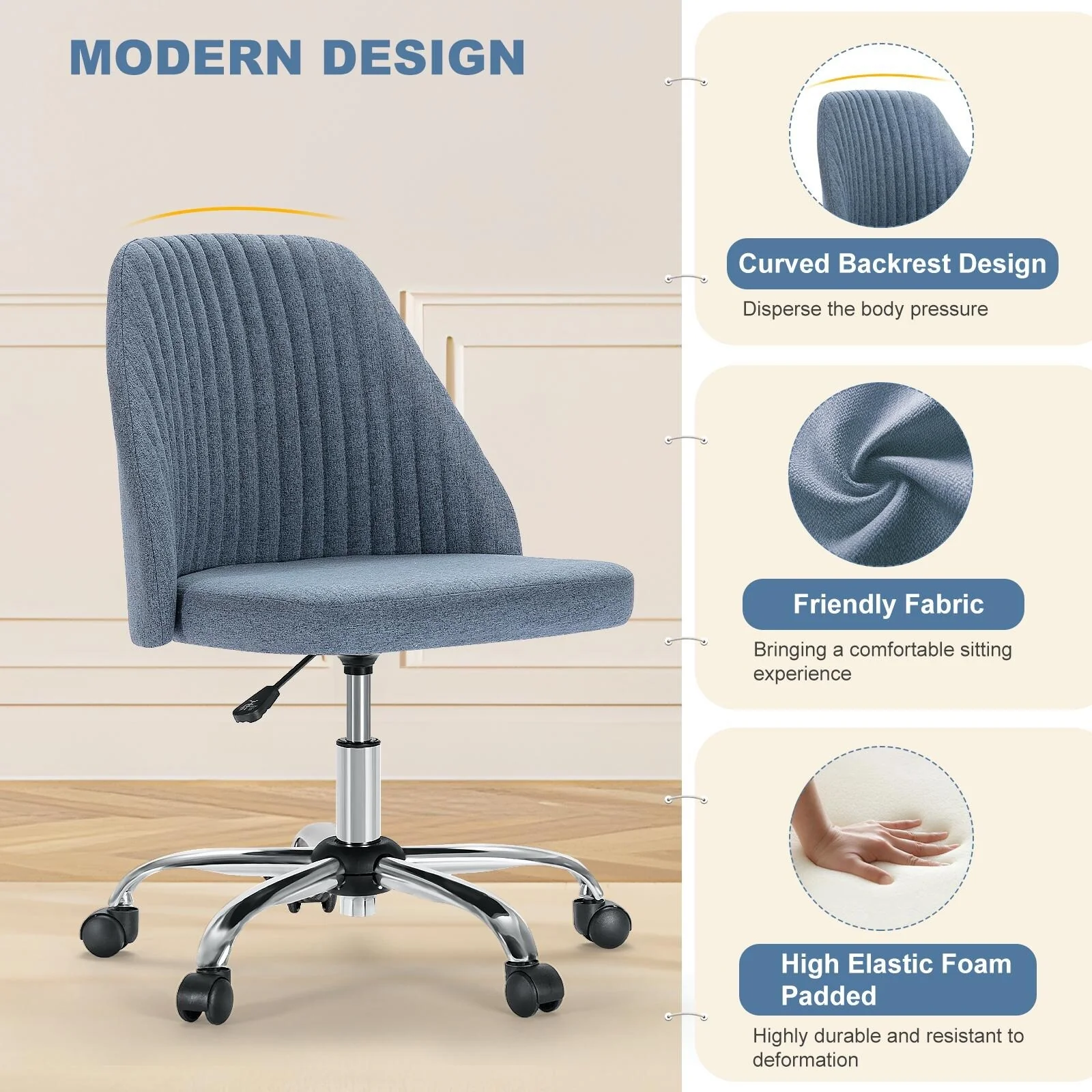 Adjustable Height Swivel Chair for Home Office