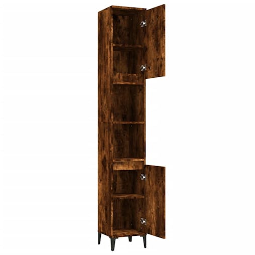NNEVL Bathroom Cabinet Smoked Oak 30x30x190 cm Engineered Wood