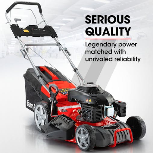 NNEMB 18' 224cc Electric Start Self Propelled Lawn Mower, 7 Height, Steel Deck, 6HP, 4-Stroke Petrol Lawnmower - 790SXe