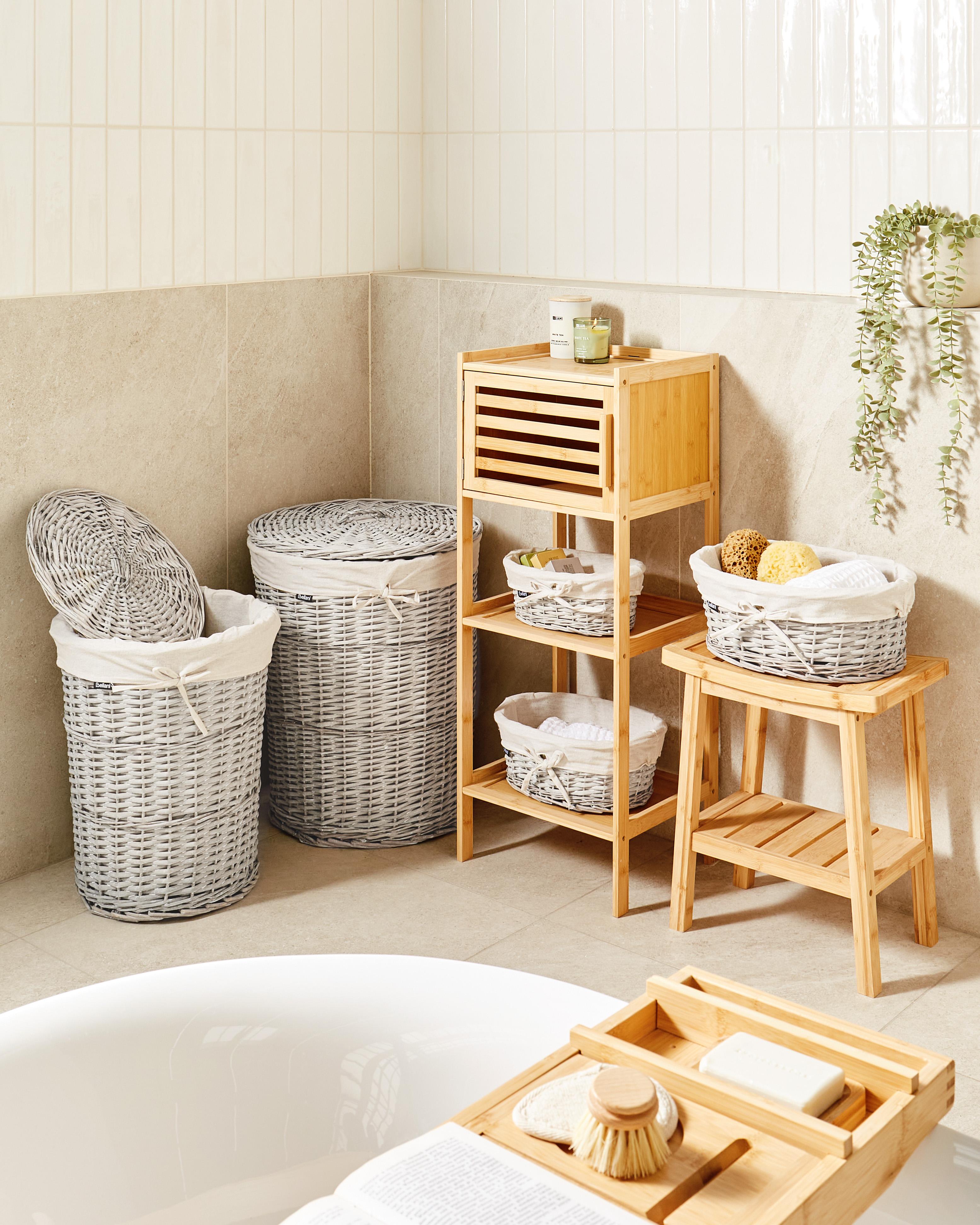 Set of 5 Baskets VAKARI Willow Wood White 55/89 L