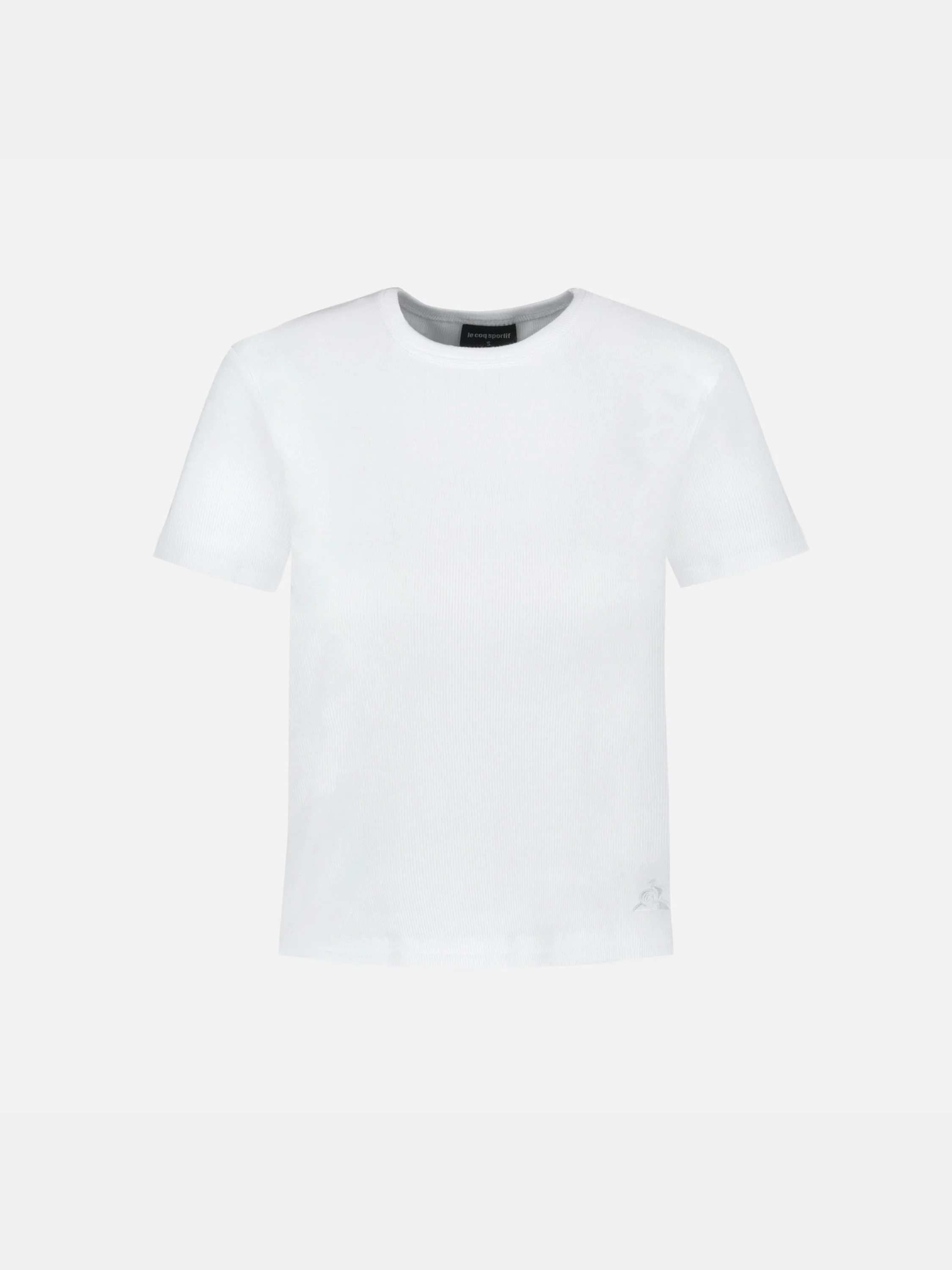T-shirt crop Essentiel côtelé avec badge logo brodé ton/ton