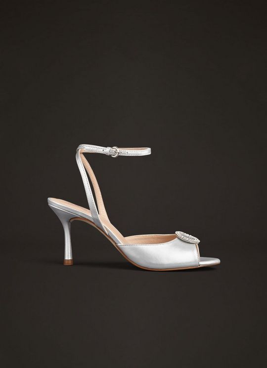 Belle Silver Leather Wedding Shoes