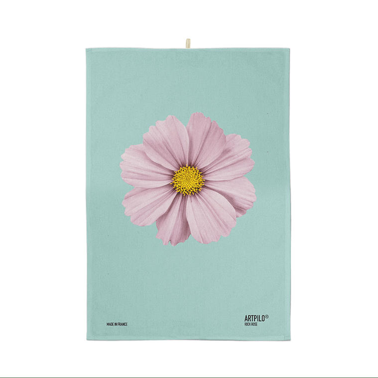 - Torchon fleur coton bleu