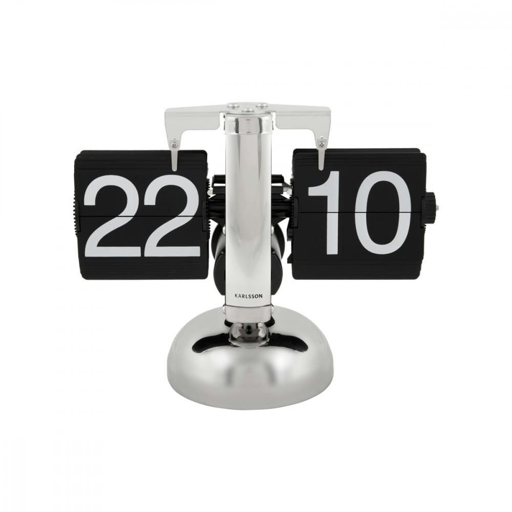 NO CASE - Horloge à poser small flip métal argent