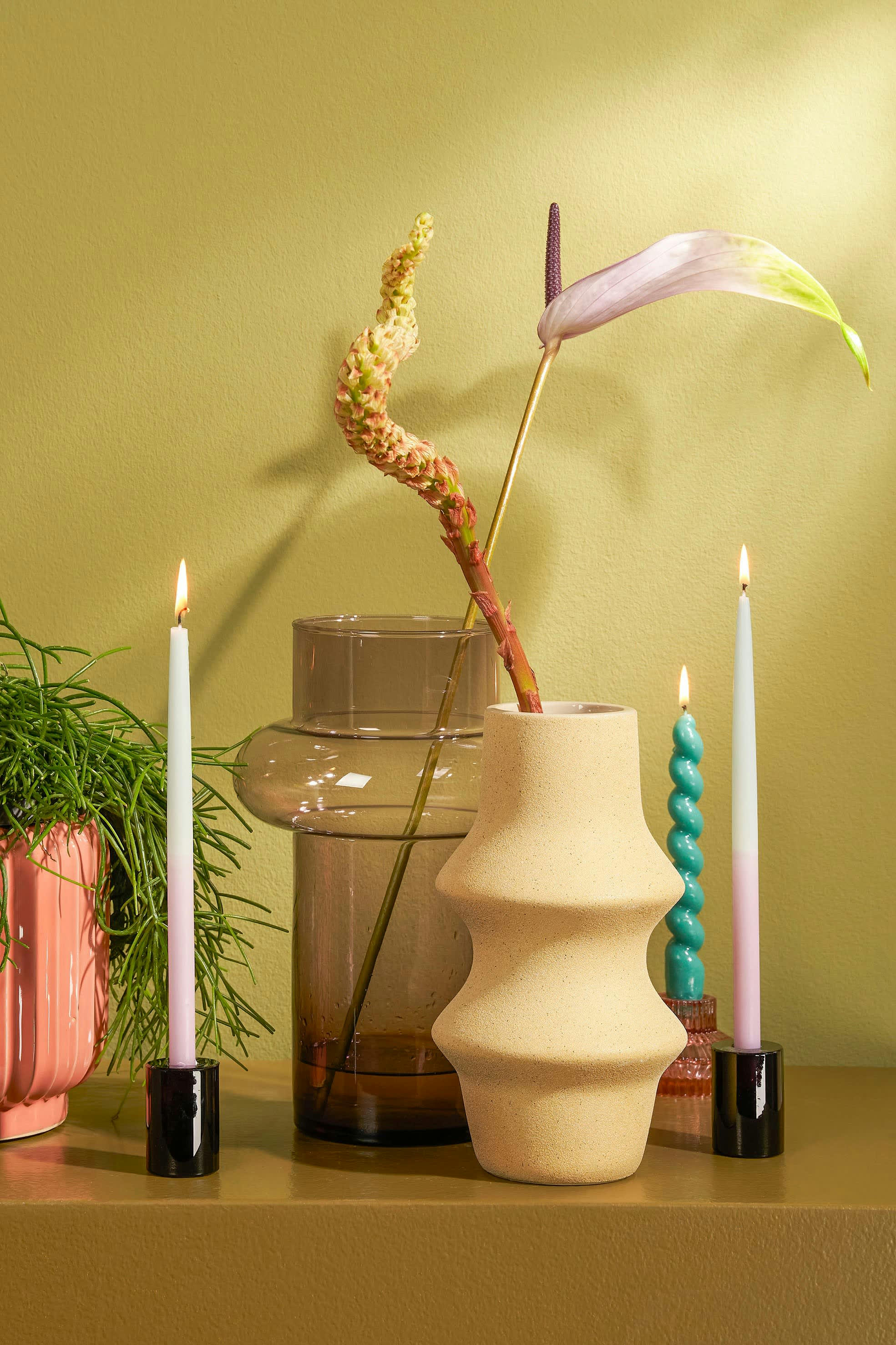 DIP-DYE - Lot de 4 bougies longue lilas