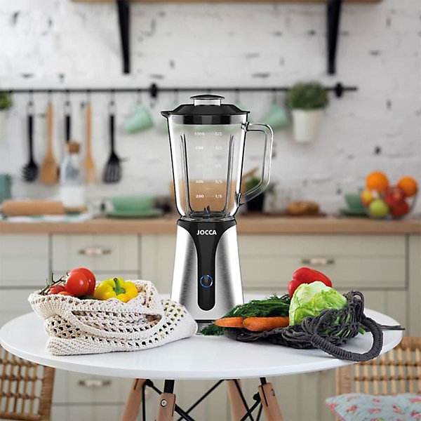 Blender - JOCCA - 350 W - Bol en verre 1 L - Bouteille 600 ml - Noir