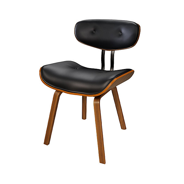 Chaise en PU noir et pieds en bois plié - Pétrus