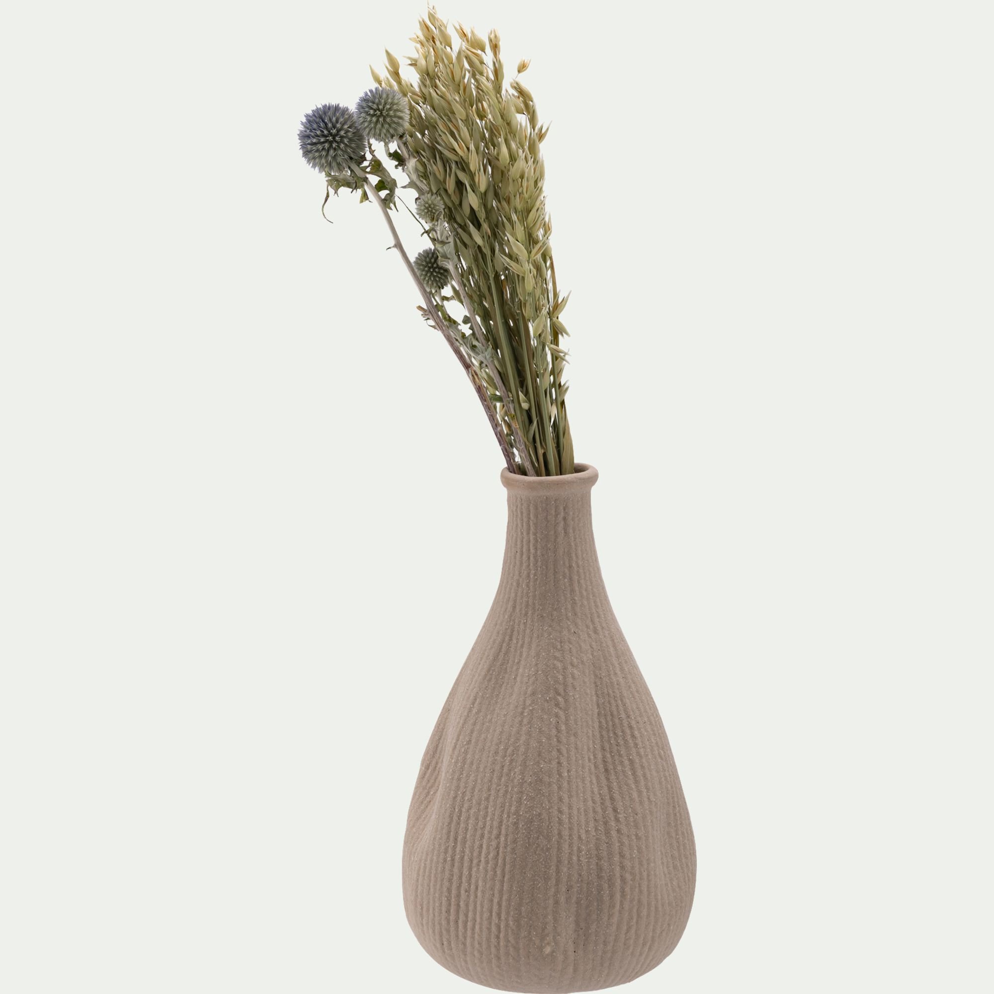 RILIO - Vase bouteille en grès H28cm - beige