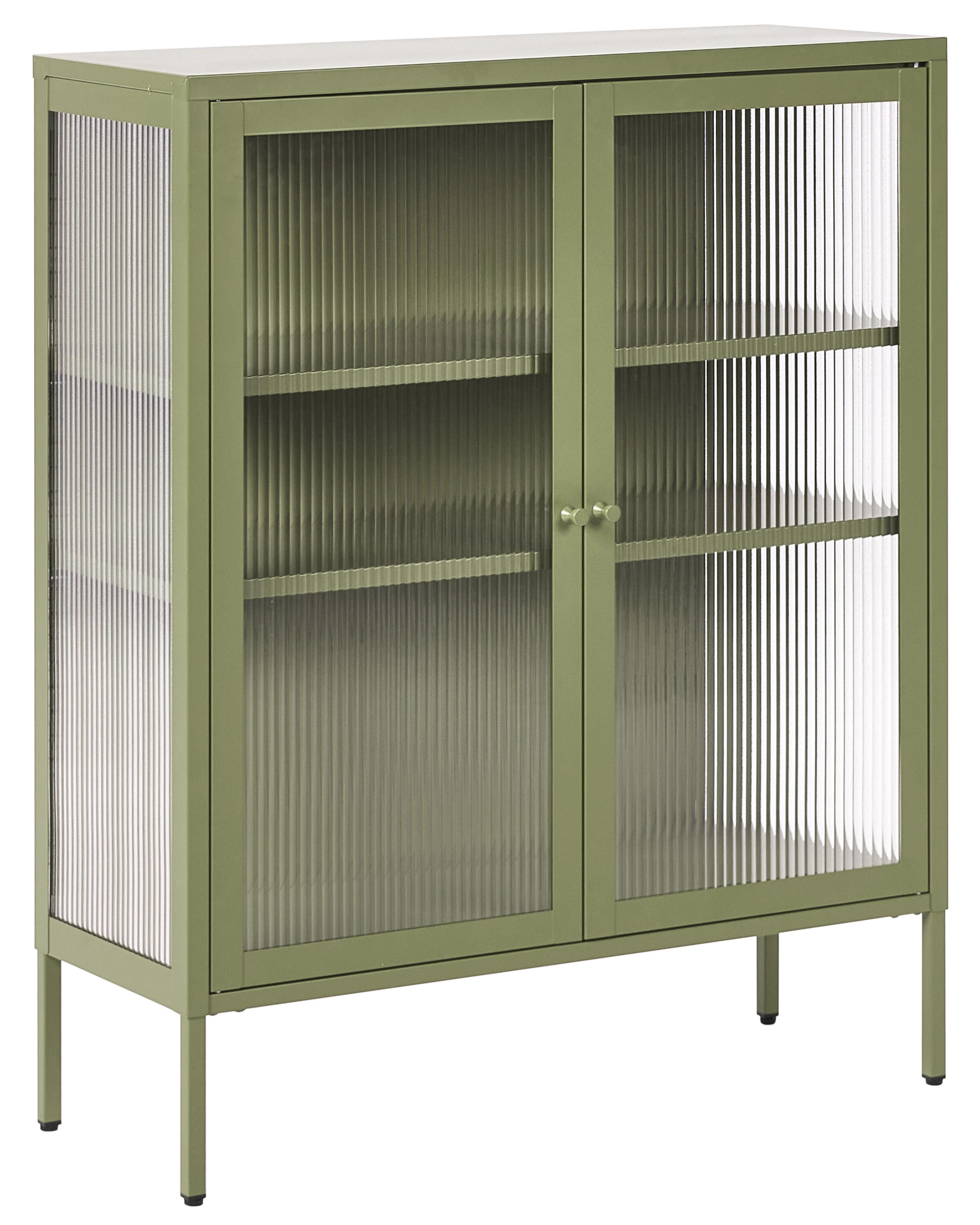 Glass Display Sideboard LERRYN Metal 90 cm Green
