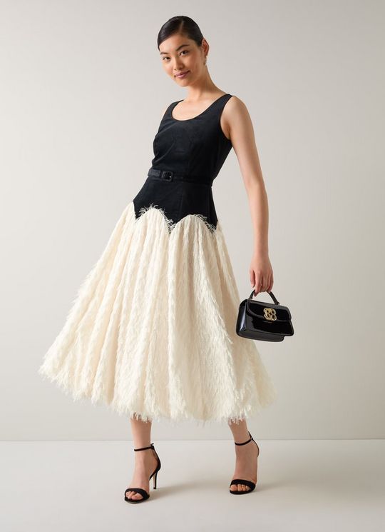 Allegra Black Birch Fringing Skirt Dress