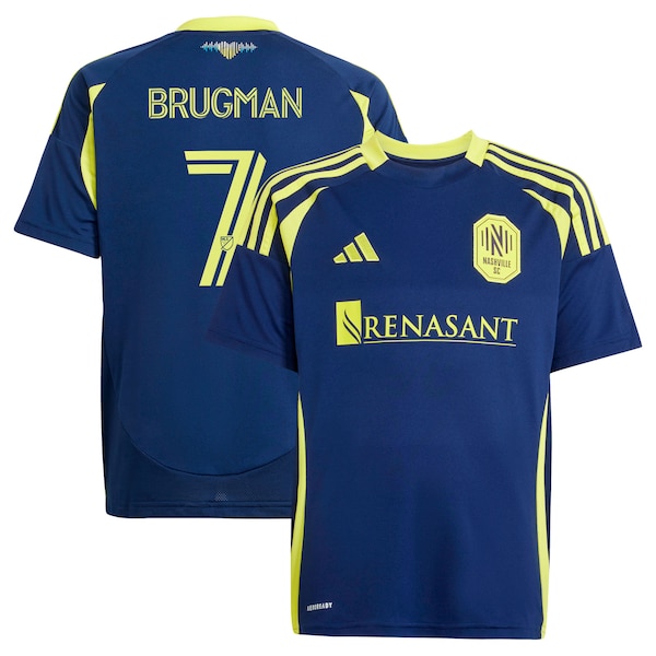 Gastón Brugman Nashville SC adidas Youth 2025 The Heart of Nashville Kit Replica Player Jersey - Navy