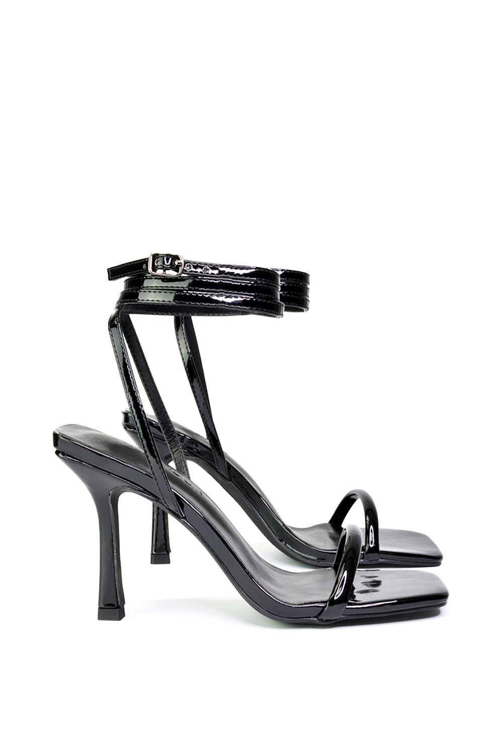 XY London Jolie' Square Toe Lace Up Strappy Sandal Stiletto High Heels