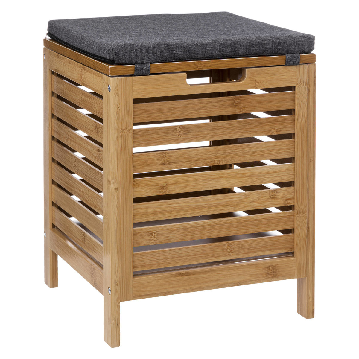 Stołek łazienkowy BAMBOO z koszem na pranie, 2w1