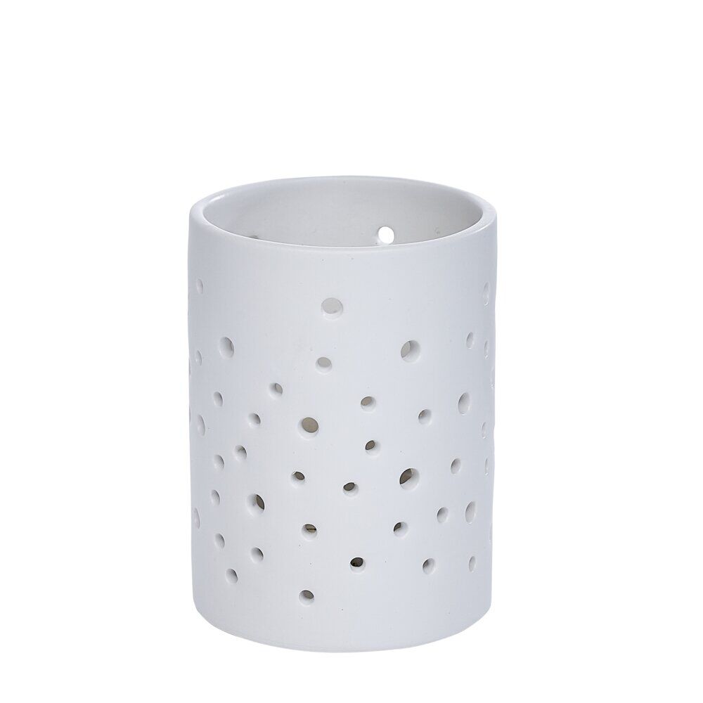 Bougeoir LED céramique ajouré noir Ø7,8xH10,5cm