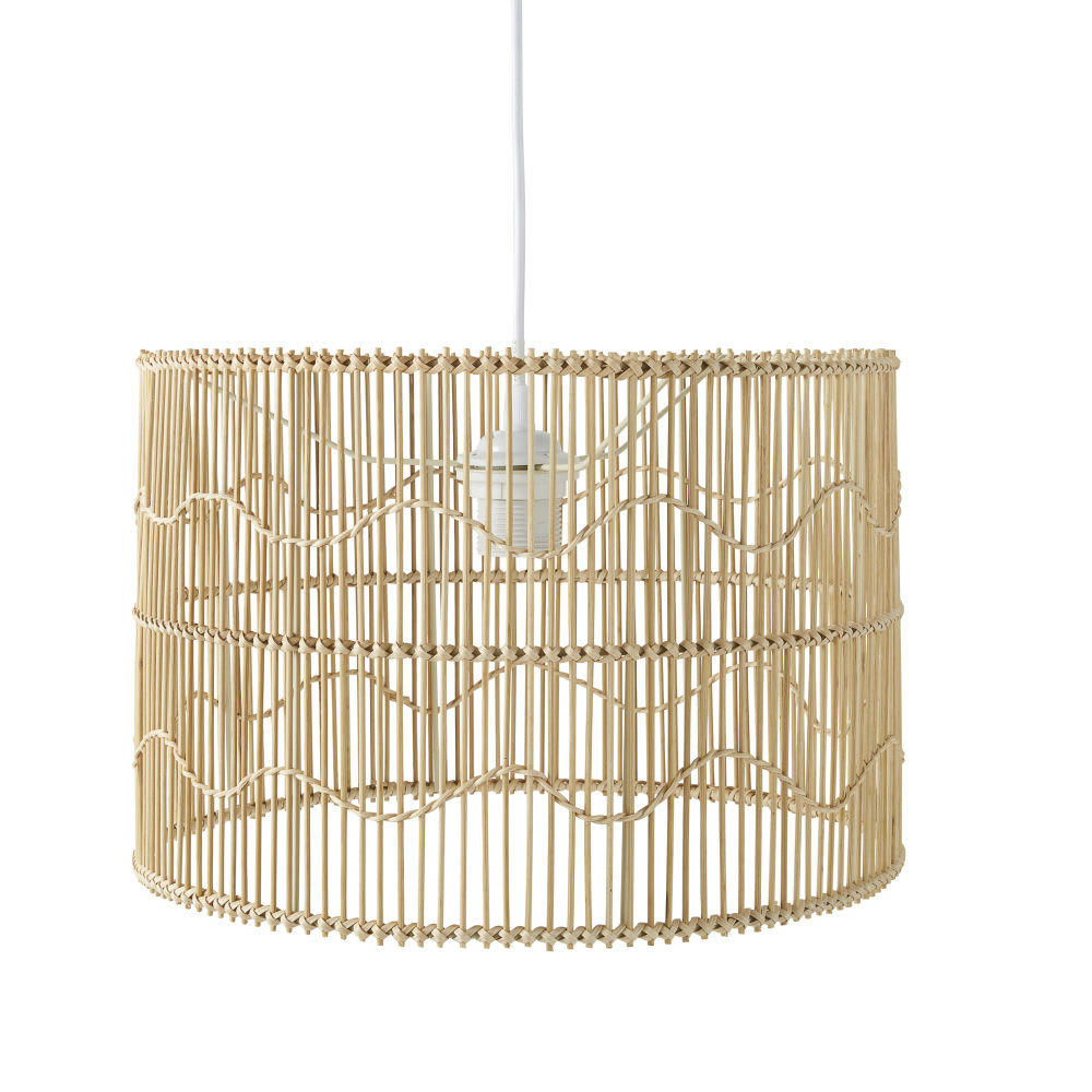 TANZANIA - Suspension tambour en rotin et bambou beige