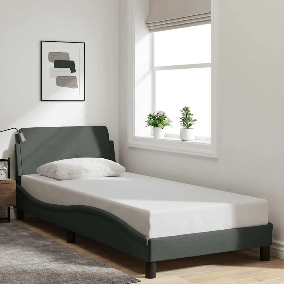 vidaXL - Bed frame Dover met hoofdbord - Donkergrijs - Stof - 80x200 cm