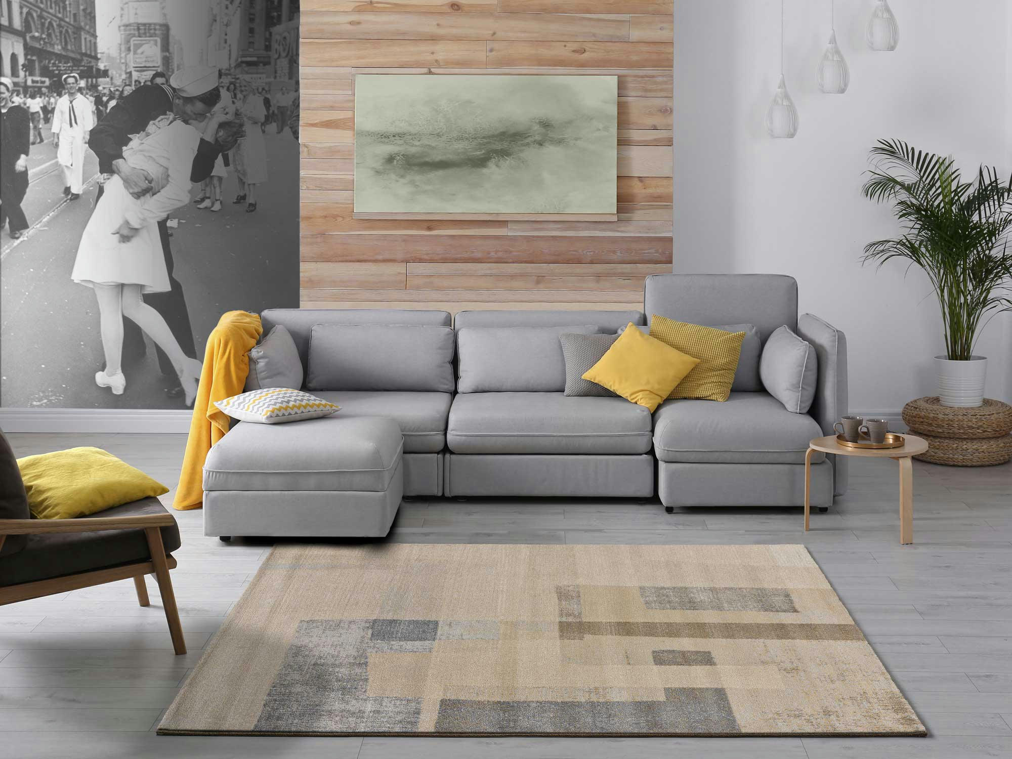 CREAM - Tapis géométrique en beige, 160X230 cm