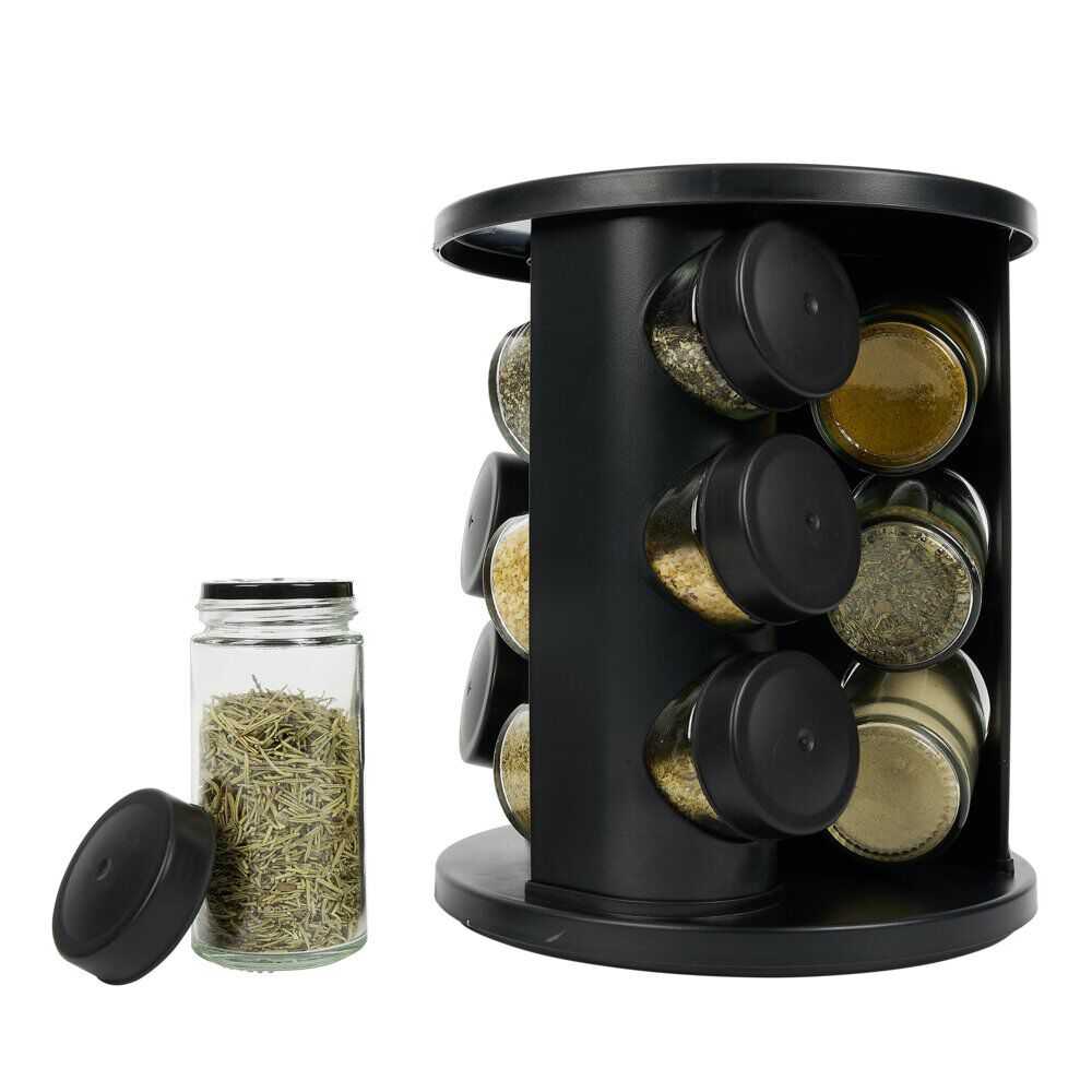 Porte épice rotatif avec 9 pots métal Ø17xH20cm