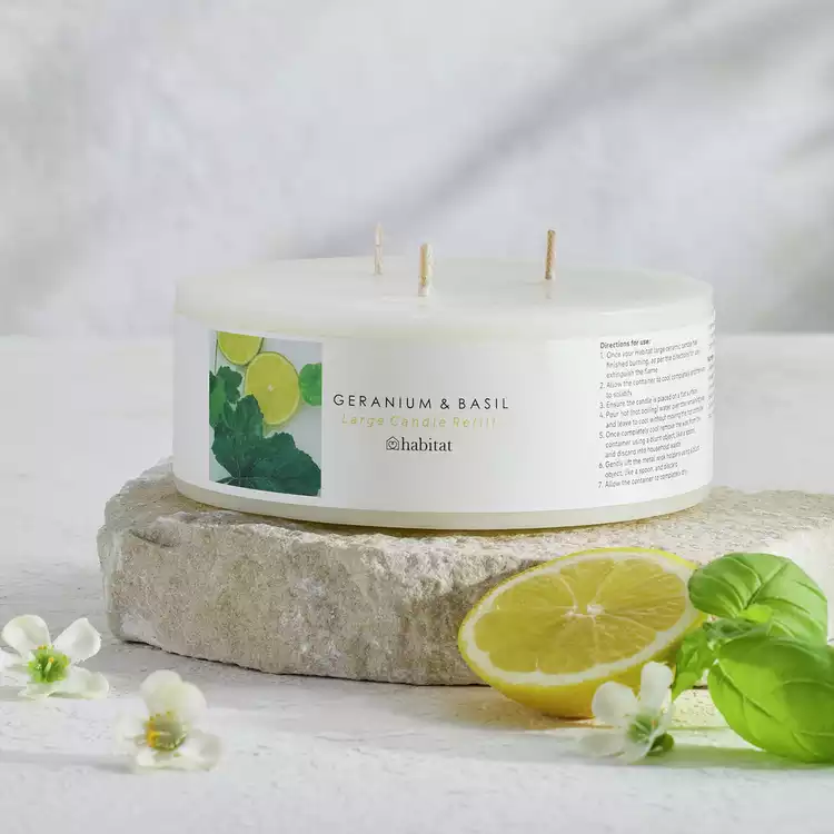 Habitat Wax Candle Refill - Geranium & Basil