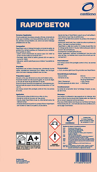 Béton prêt à l'emploi Rapid'Béton 30kg