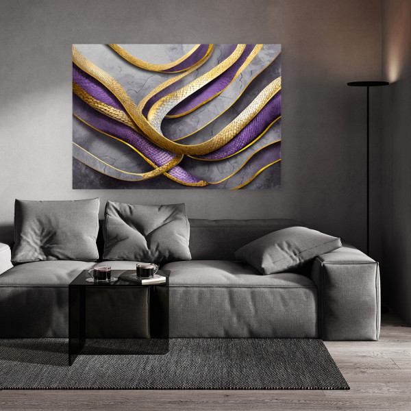 Feeby Obraz na płótnie, fioletowy wąż glamour 60x40