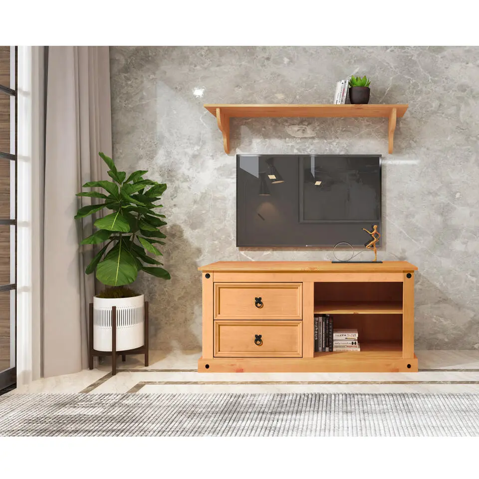 Mexico - TV-meubel met 2 laden in natuurlijk grenen