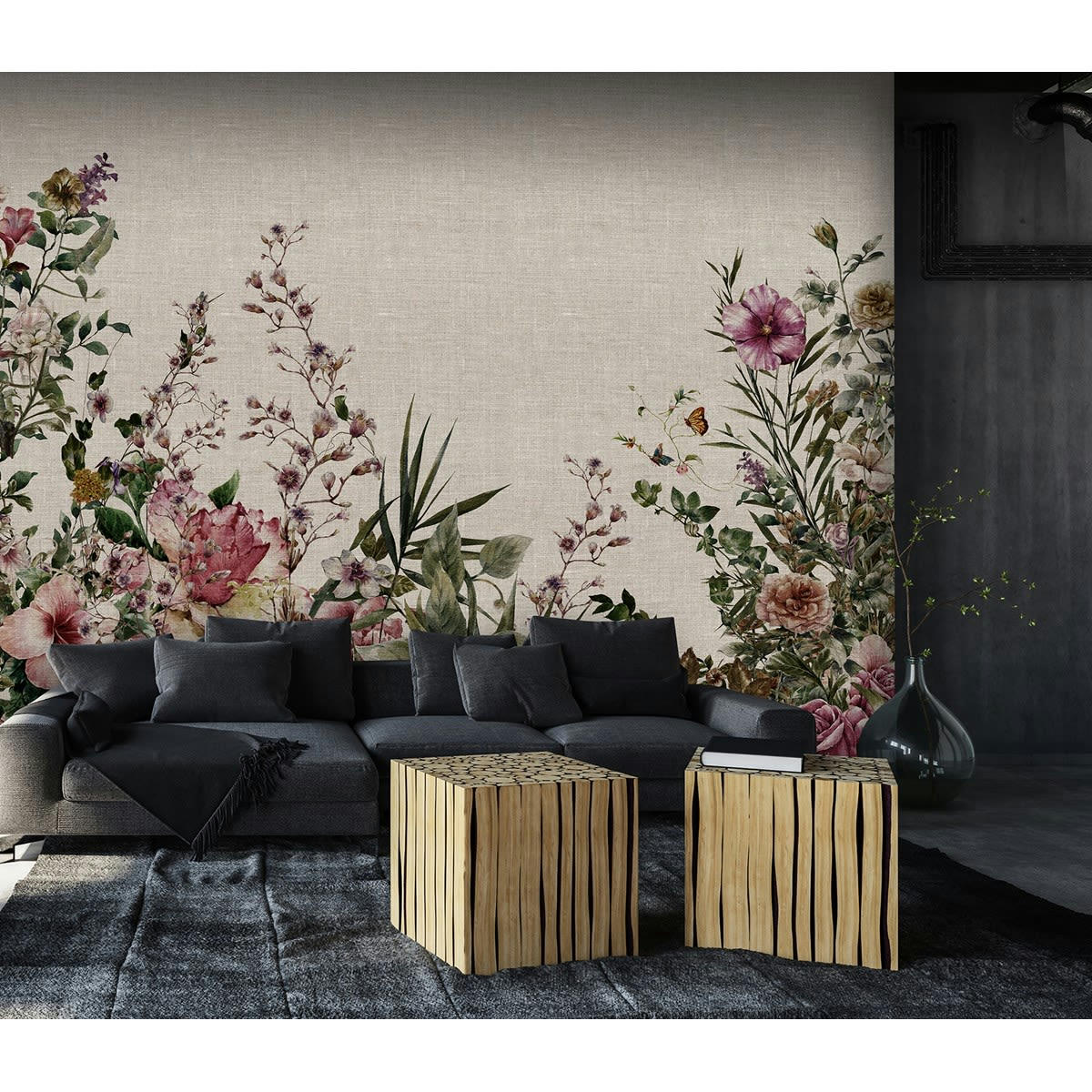 DAMAS - Papier peint panoramique en Papier Beige foncÃ©  336x270