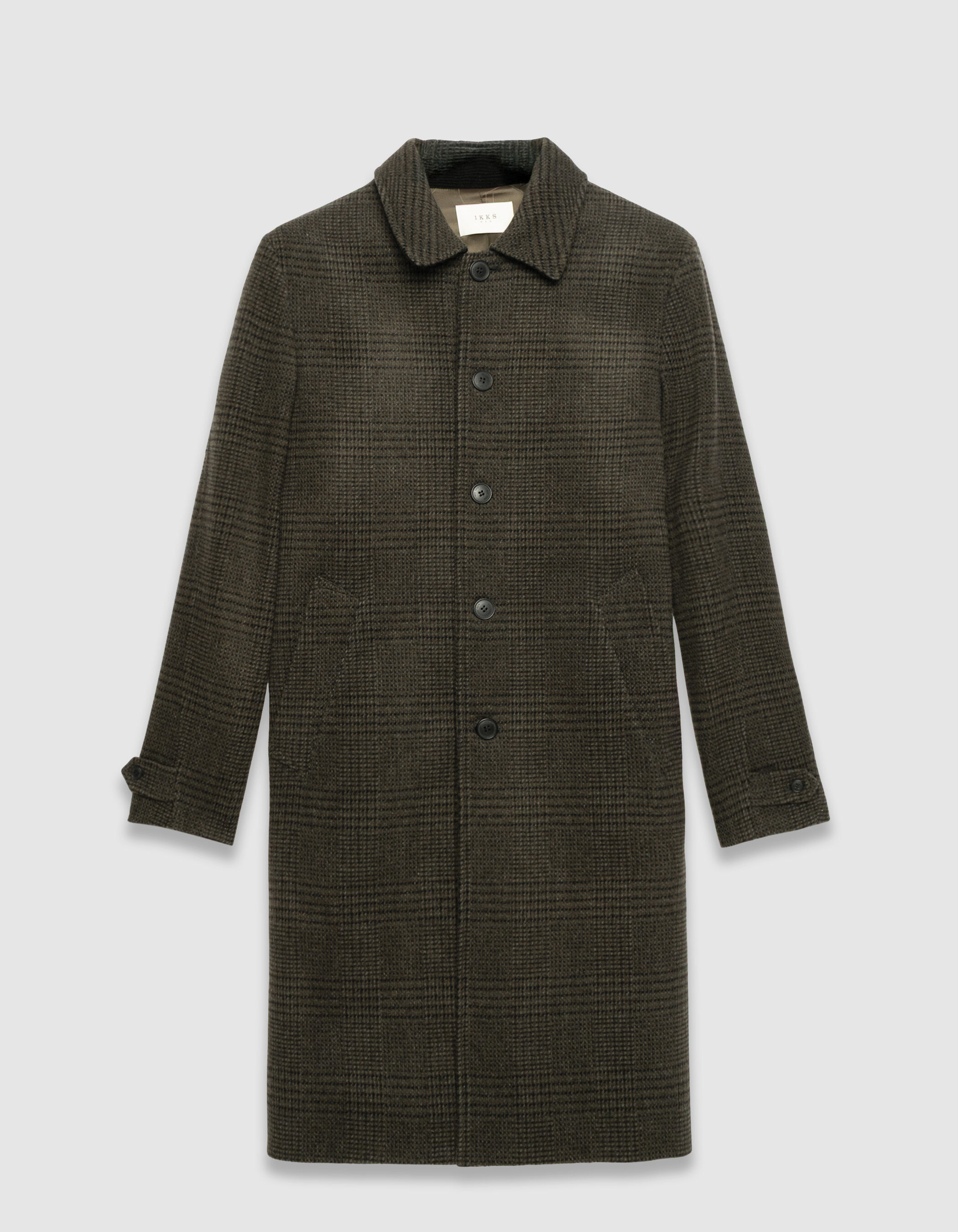 Manteau kaki à motif carreaux Homme