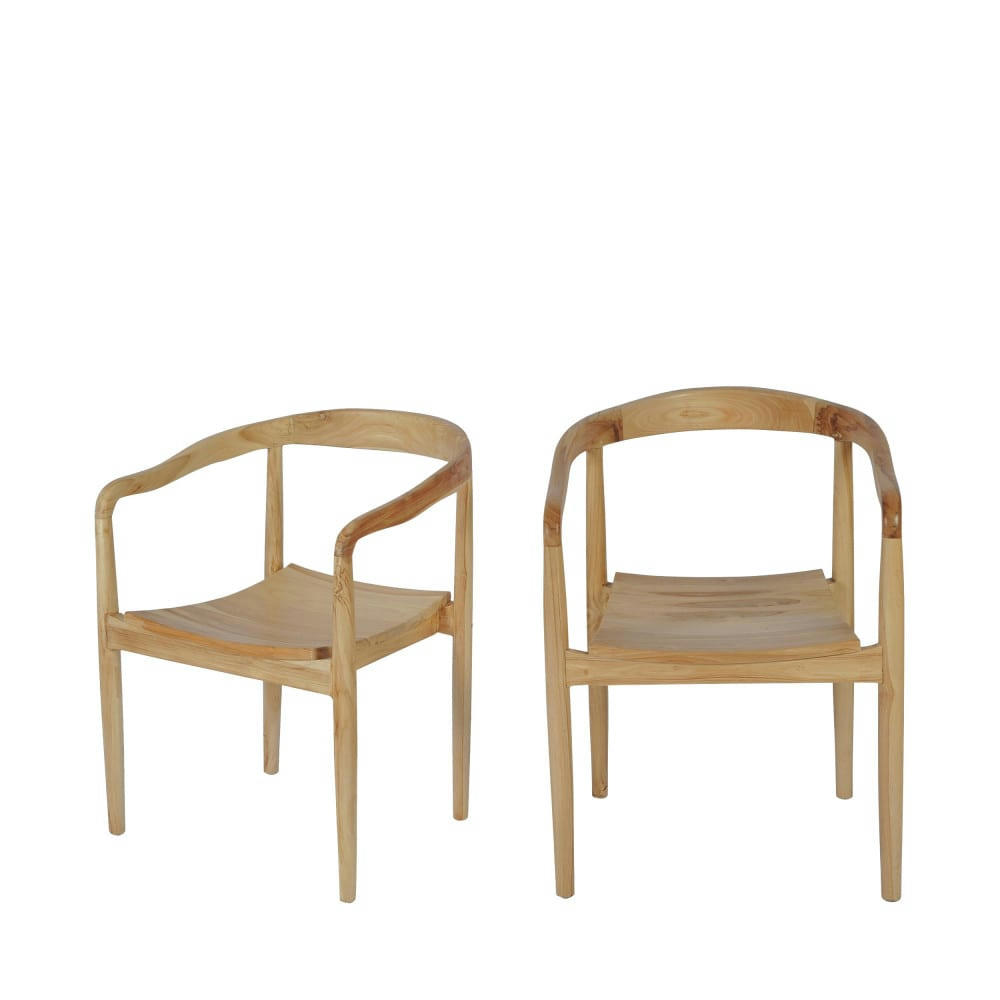 RADEN - Lot de 2 fauteuils de table en teck bois