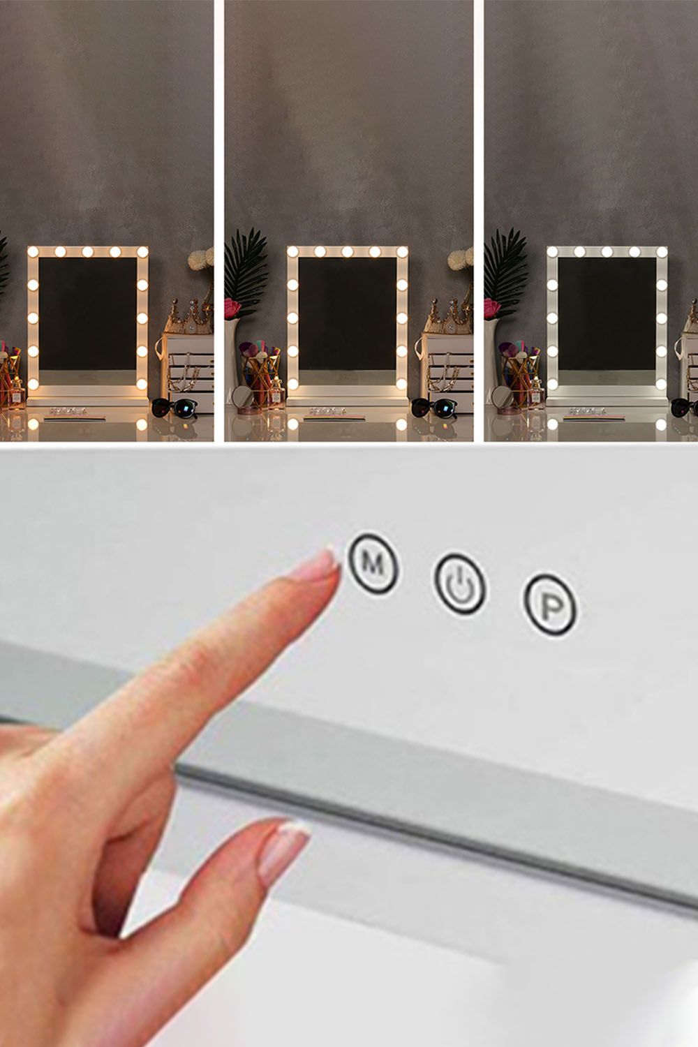 H&O Direct Rectangular Makeup Mirror Hollywood LED Lighted Mirror