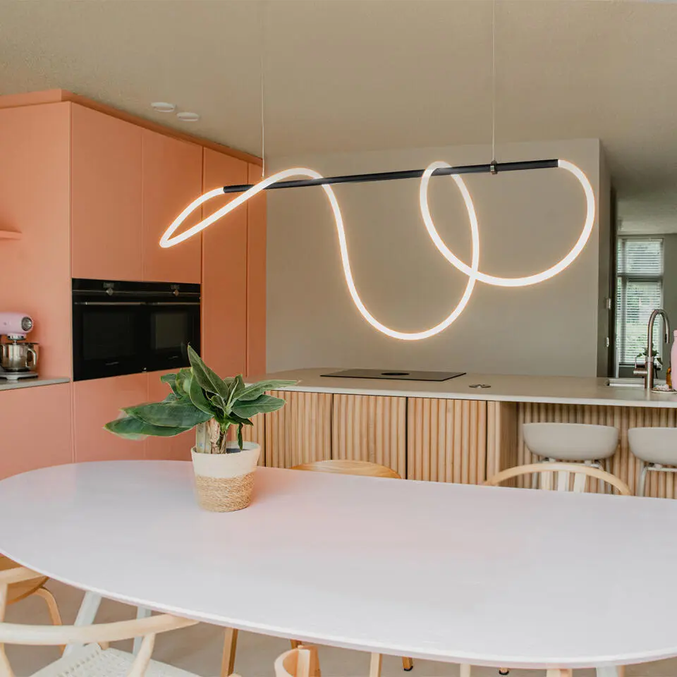 Qazqa hanglamp danisha zwart ge?ntegreerde led